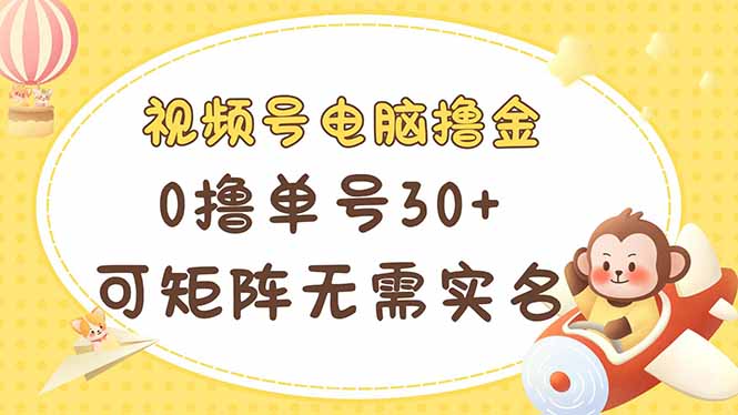 （14220期）视频号电脑撸金 0撸单号30+ 可矩阵 无需实名多号多得-轻创终点站